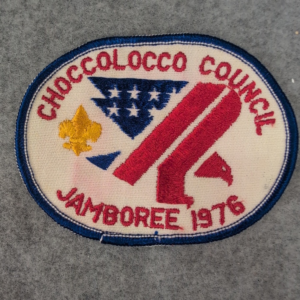 Choccolocco Council Jamboree 1976 Boy Scout Patch Embroidered USA Flag Eagle - Picture 1 of 3